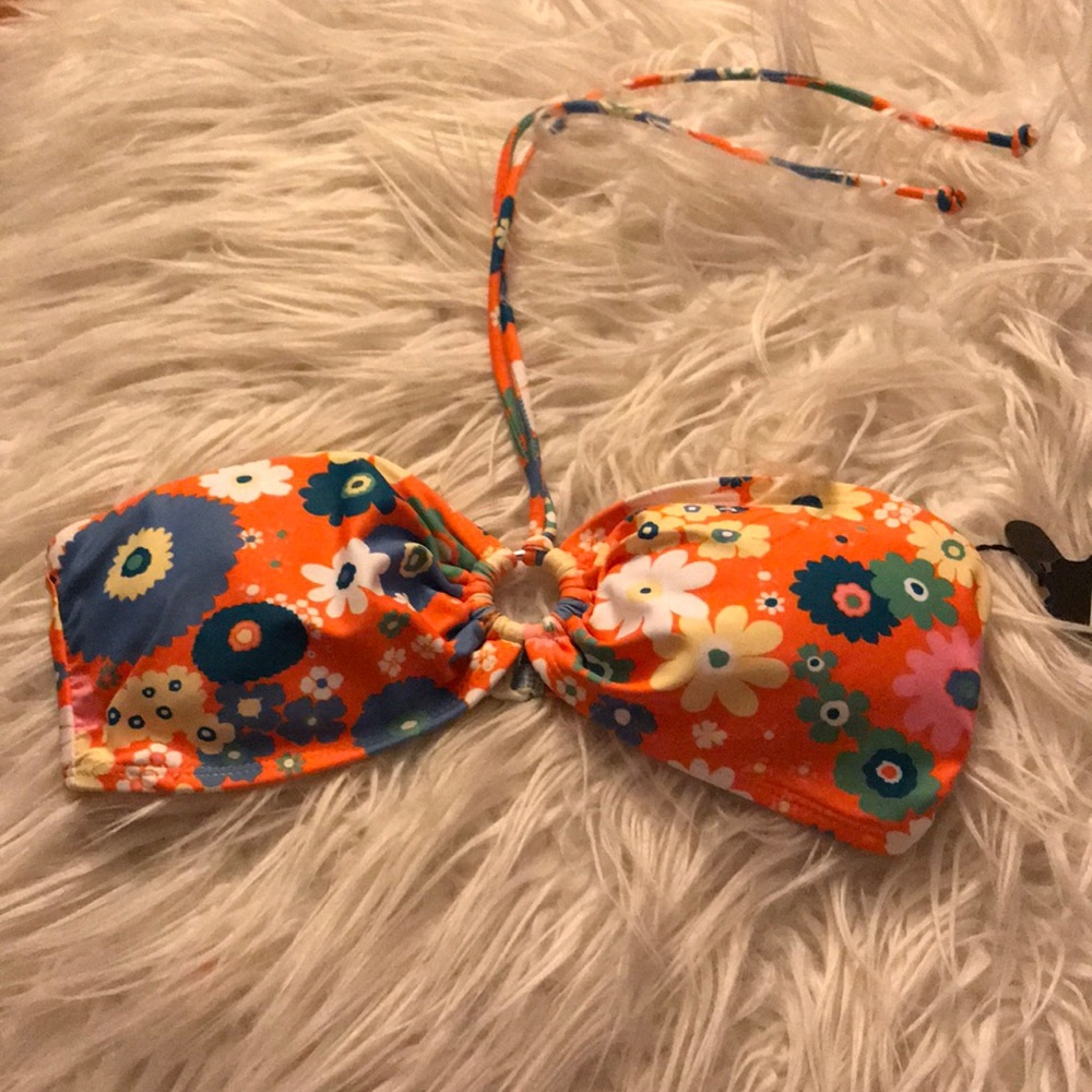 Orange flower bikini top